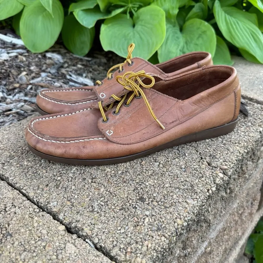 Vintage 70s 80s Levis Brown Leather Deck Boat Docksiders shoes Mens 10 1/2 M